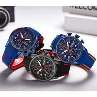 Montre pour homme MINI FOCUS 0379G, analogique, style antique, chronographe Miyota, tachymètre, étanche, quartz, sport, lumineuse, silicone