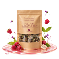 Thé PCOS personnalisé OEM pour le soutien du cycle menstruel avec Ashwagandha et racine de réglisse, sans OGM, sans caféine, en feuilles entières pour femmes