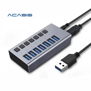 ACASIS במהירות גבוהה 7 יציאות USB 3.0 רכזת תמיכה העברת נתונים וטעינה עם מתג 36W 12V/3A כוח מתאם עבור מחשב נייד