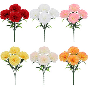 Bouquet de carnations artificielles Guanyi, fleurs en soie réalistes, décoration de mariage et de maison, ensemble de 5 couleurs - Product Image 2