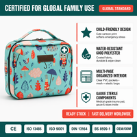 Trousse de Premiers Secours Familiale en Gros pour Enfants, Sac Médical Imperméable à Motif Mignon pour Urgences à Domicile, 15 Pièces, Certifié CE ISO 13485, Ozone