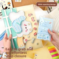 Pochette de rangement A4 en PP très attrayante pour étudiants, documents, papiers de test, papeterie, avec design créatif à bouton-pression pour le bureau