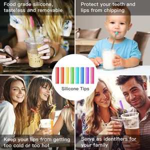 Pajitas reutilizables de acero inoxidable, juego de 16 pajitas reutilizables con puntas de silicona - Product Image 2