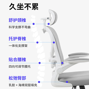 Ergonomic Office Chair 55cm Backrest Rotating Armrest Tilting Gaming Computer Staff Chair - Product Image 2