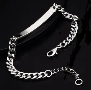 S925 sterling silver vintage personality horsecrop bracelet Men's fashion simple everything Thai silver couple hand jewelry