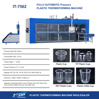 Volledig automatische plastic beker thermoformmachine voor de productie van wegwerp bekers van PP, PET en PS voor water, koffie en yoghurt, hoogproductief systeem