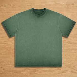 T-shirt en jersey de coton vert uni pour homme, col rond, manches courtes, décontracté, coupe ample, respirant, tissu tricoté 240g - Product Image 3
