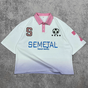 เสื้อโปโลปักลายดีไซน์เนอร์ คอปกแบบเจอร์ซีย์ ทรงบ็อกซี่ ผ้าคอตตอนหนา สไตล์สตรีทแวร์ รักบี้ โอเวอร์ไซส์ - Product Image 3