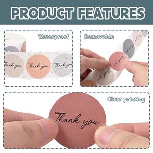 Wholesale 1.5 Inch Round Thank You Stickers Roll 1000 Pcs Morandi <b>Waterproof</b> Custom Logo Small Business Gift Packaging <b>Labels</b> - Product Image 4