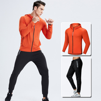 Ensemble de survêtement sportif pour homme en 2 pièces, veste et pantalon extensibles respirants à séchage rapide pour la salle de sport, la course à pied et le basketball