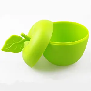 Custom BPA Free Eco Friendly 100% Food Grade Silicone Apple design Baby Bowl with Lid