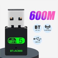 Kartu Jaringan Nirkabel 2 in 1 Dual Band 600M Tanpa Driver, Adaptor Wifi USB untuk Komputer Desktop PC