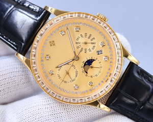 <span class=keywords><strong>Montre</strong></span> de luxe de haute qualité Pateks Philippes pour homme, nouveau modèle avec bracelet en cuir, boîtier en métal, cadran en cristal saphir - Product Image 4