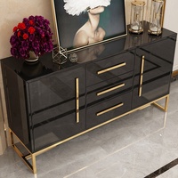 Meuble de salon moderne de luxe léger, buffet en bois massif, table basse avec rangement multifonction, finition dorée