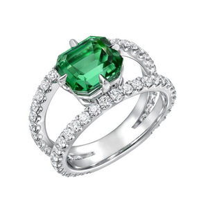 Anillo de Moda con Detalles Verdes para Mujer, Anillo Elegante con Circonita Brillante, Anillo Ajustable de Aleación de Cobre para Parejas, Joyería Moderna - Product Image 1
