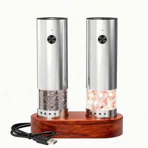 Mini New Design Rechargeable Automatic Silver Salt & <b>Pepper</b> <b>Grinder</b> Set with 12G Capacity Eco-Friendly Electric Operation - Product Image 1