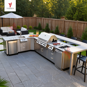 Tất cả các mùa thép không gỉ Ngoài Trời Bbq tủ bếp nướng thịt nướng đảo ẩm thực hoàn chỉnh không thể thiếu đồ nội thất cho cắm trại - Product Image 1