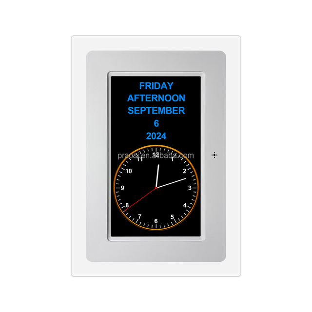 Pros 7" LED Acrylic Dementia Clock Auto DST Wall Desk Digital Calendar Day Clock Custom Alarms Medicine Reminders Remote Control