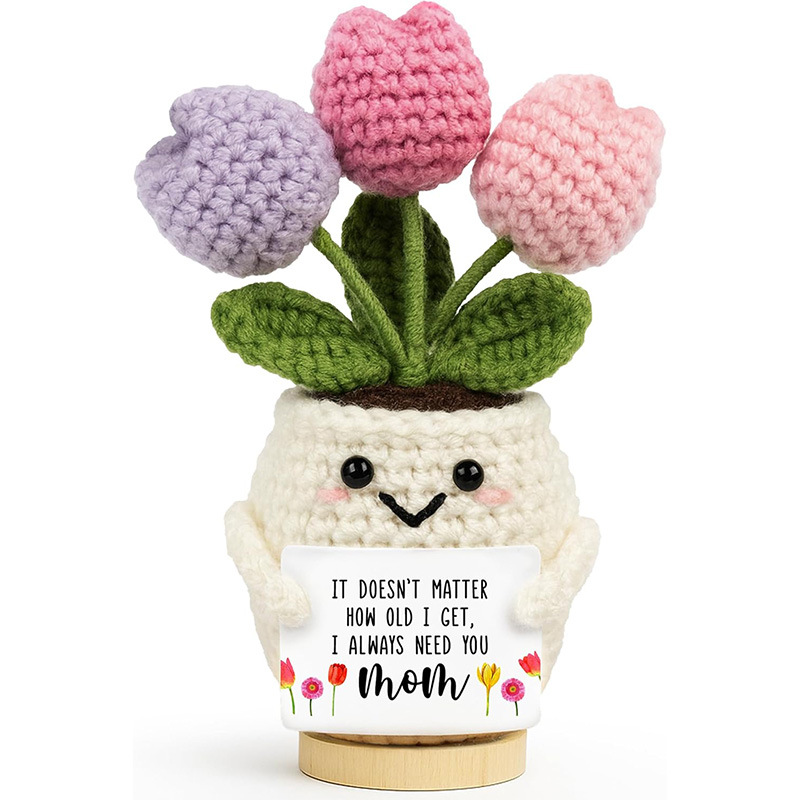 White-crochet tulip potted plant