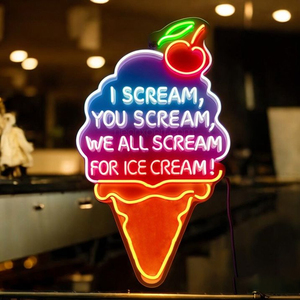 Custom gelateria Business logo Led illuminazione segno decorazione da parete Led insegna al Neon per la pubblicità del negozio - Product Image 4