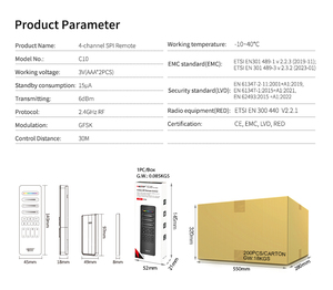 Telecomando RF SPI a 4 Canali C10 Miboxer 2.4G Wireless con Tecnologia di Trasmissione a Colori Neri - Product Image 5