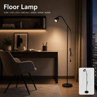 Lámpara de Pie con Control Táctil, Cuello de Cisne, 3.5W, 3 Modos de Color para Dormitorio, Sala de Estar, Lectura, Luz de Pie, Foco