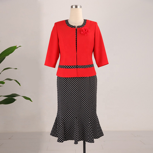 Ensemble tailleur-pantalon formel rouge à queue de poisson pour femme grande taille avec manteau, idéal pour l'église et le dimanche, infroissable - Product Image 1