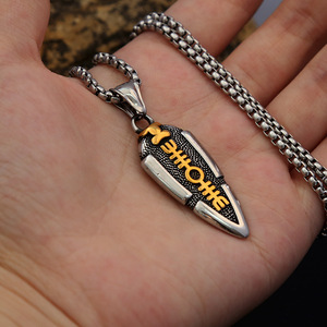 Collar con colgante de flecha de acero inoxidable yunnique con grabado geométrico para hombre, joyería de moda, cadena de 60cm - Product Image 4
