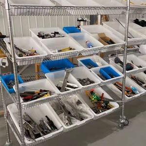 Chariot de rangement industriel à 4 niveaux pour cuisine commerciale utilitaire, étagère de préparation de commandes inclinée - Product Image 5