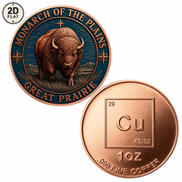 Pièce de monnaie personnalisée en cuivre pur 999 de 1 once, motif Monarch of the Plains Great Prairie Bison, pièce commémorative de collection adaptée pour