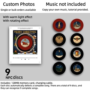 Cajas <span class=keywords><strong>de</strong></span> Música Acrílicas Personalizadas, Reproductor <span class=keywords><strong>de</strong></span> Música con 9 Discos NFC Giratorios Reemplazables <span class=keywords><strong>de</strong></span> 600 mAh, para Regalos <span class=keywords><strong>de</strong></span> Halloween y Navidad - Product Image 1