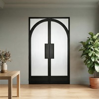 Puertas de Entrada de Vidrio con Marco de Hierro y Aislamiento Térmico de Diseño Moderno, Populares y de Venta Caliente, con Estilo de Apertura Abatible para Uso Exterior
