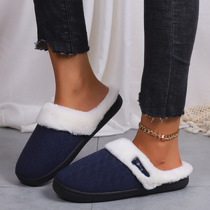 Chaussons d'intérieur unisexes décontractés en caoutchouc, avec logo personnalisé, semelle épaisse, fourrés, confortables, en coton, vente en gros, chauds pour l'été - Product Image 3