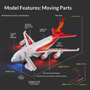 Nuevo y Popular Avión de Aviación Civil Grande de Aleación con Luz y Sonido, Modelo de Simulación con Retroceso, Juguete Decorativo Coleccionable para Niños - Product Image 4