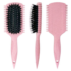 2025 nuovo Design eco-friendly paglia di grano personalizzato Logo ricciolo che definisce la spazzola per lo Styling cuscino Paddle sfiato per <span class=keywords><strong>capelli</strong></span> ricci - Product Image 4