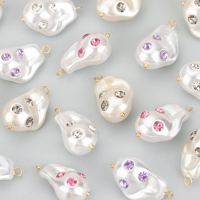 MD90 Lot de 2 pièces, accessoires de bijoux en cuivre plaqué or 18 carats, perles et zircons faits à la main pour la création de colliers et pendentifs, apprêts de breloques
