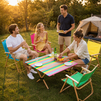 Ensemble de table et chaises de camping pliantes, meubles d'extérieur portables avec table roulante en acier inoxydable pour 8 personnes, pour pique-nique, jardin, terrasse, barbecue