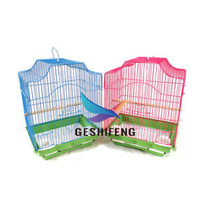 Basit taşınabilir katlanabilir küçük Metal kırmızı mavi kanarya kuş kafesi ile inşa besleyici kupası - Product Image 1