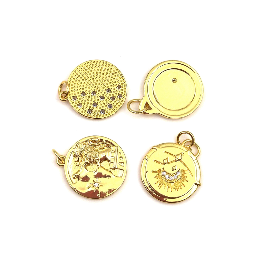 Good quality 2021 new fashion design hand with eye lion beast star moon faces gold plated bracelet pendants for necklace making