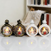 Décoration de Noël vintage, veilleuse lumineuse en plastique, pièce décorative pour vitrine, accessoire de décoration de table, arrangement d'éclairage d'ambiance