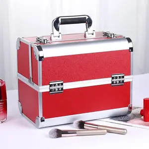 professionelle schminkausrüstung tragbar reise tragende schminkausrüstung aluminium-box kosmetik-waschtisch