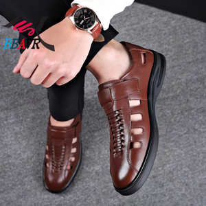 Large Size Walking Style High Quality Hollow Breathable Black Leather Shoes - Product Image 5