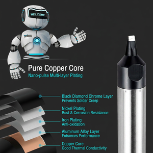 Pointe de fer à souder automatisé en cuivre sans oxygène 230G, 11 mm ID, plaqué nano-pulsé, manchon en acier inoxydable 304, anti-oxydation - Product Image 5