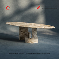 Table à manger ronde en bois massif d'Amérique du Nord, design italien moderne, luxe léger, personnalisable, plateau en marbre, pour villas et restaurants