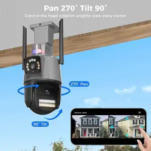 Sunivision ICSEE PTZ kamera 3MP açık güvenlik CCTV kablosuz çift Lens WiFi Bullet PTZ kamera 2 Lens ile