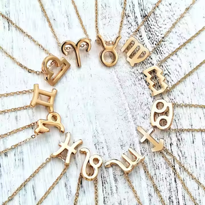 Cadeau d'anniversaire plaqué or 12 <span class=keywords><strong>signes</strong></span> du zodiaque pendentif collier chaîne en alliage horoscope astrologie collier à breloques bijoux pour femmes - Product Image 3