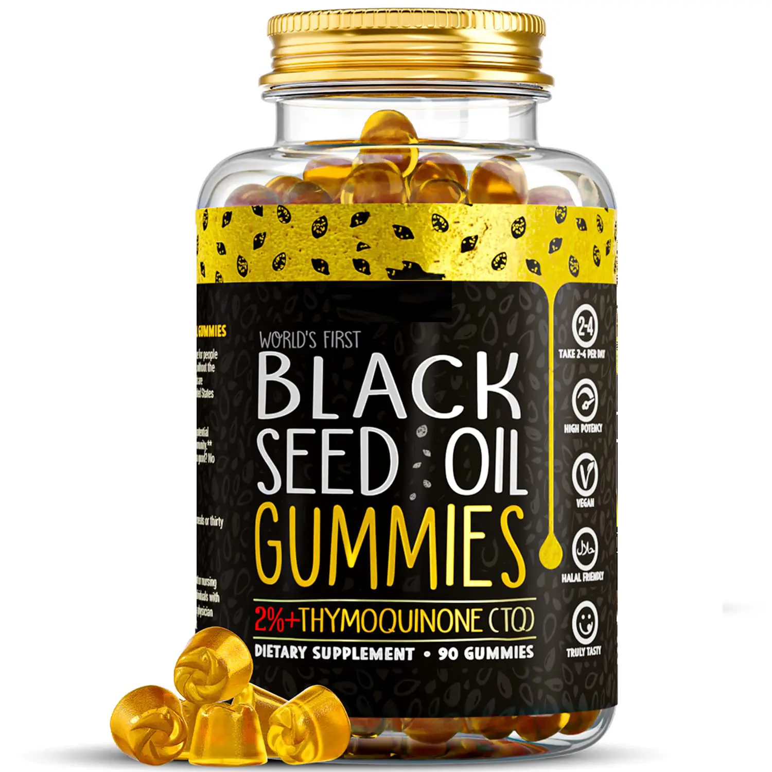 Siyah OEM takviyesi süper antioksidan tohumu kimyon yağı Gummies bal bağışıklık eklemler destek saç büyüme vitaminleri Gummies