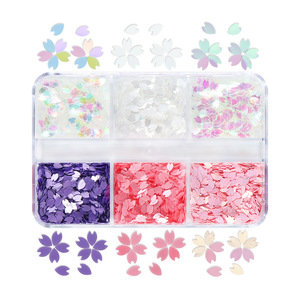 Lentejuelas <span class=keywords><strong>de</strong></span> Plástico para Decoración <span class=keywords><strong>de</strong></span> <span class=keywords><strong>Uñas</strong></span>, Estilo Bonito con Flores <span class=keywords><strong>de</strong></span> <span class=keywords><strong>Cerezo</strong></span>, 3mm, Blanco y Rosa Brillante, Diseño 3D <span class=keywords><strong>de</strong></span> Flores - Product Image 4