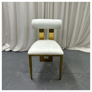 Sang Trọng Vàng ghế đám cưới thép không gỉ trắng đệm vòng trở lại ghế ăn - Product Image 4