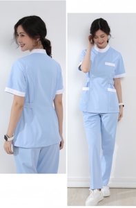 Uniforme d'infirmière bleu clair à manches courtes pour les rondes en salle d'hôpital, centre de maternité, clinique, réception - Product Image 6